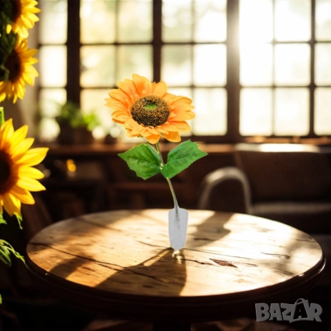 Изкуствен слънчоглед – Единичен стрък с ярка визия и естествена красота, снимка 2 - Други стоки за дома - 52137812