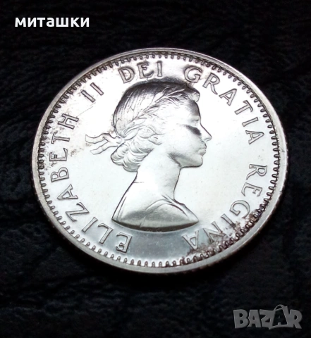 10 цента 1964 година Канада сребро, снимка 2 - Нумизматика и бонистика - 53644461