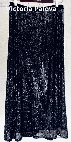 Луксозна черна макси пола с пайети от Maison 123 Paris , снимка 3 - Поли - 53740282