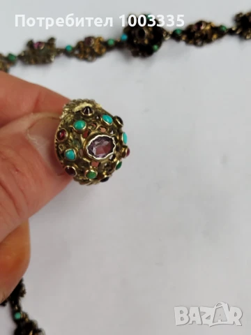 Старо сребърно и позлатено колие и пръстен , снимка 6 - Антикварни и старинни предмети - 51263754