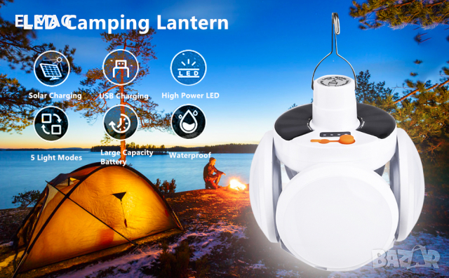 СОЛАРНА  ТУРИСТИЧЕСКА ЛАМПА С КУКА SOLAR LED LAMP 2029, снимка 5 - Къмпинг осветление - 36267272