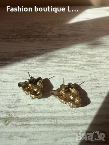 Обеци във формата на тигър с камъчета в златен и черни цвят ❤️, снимка 3 - Обеци - 52248009