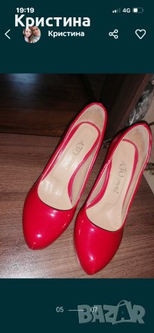 Червени токчета, снимка 4 - Дамски обувки на ток - 42379298