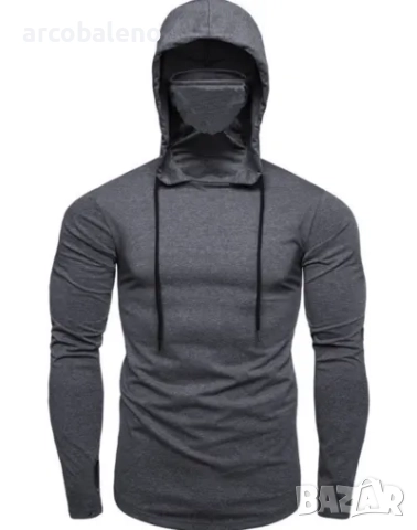 Ликвидация! Мъжка колоездачна еластична тениска с маска и качулка - Доставка 24 часа , снимка 2 - Тениски - 51700525