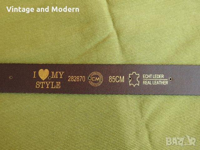 Дамски кафяв кожен колан 85 см, снимка 3 - Колани - 34350272