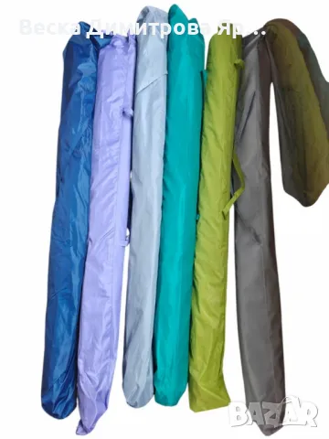 Кръгъл плажен чадър 2.40 м с чупещо се рамо, UV защита и прозорче за вятър, снимка 6 - Градински мебели, декорация  - 50026378