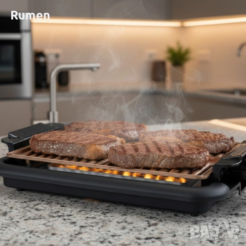 Бездимна скара Oliver Voltz OV51015N – 1200W, незалепваща плоча 37.8×25 см