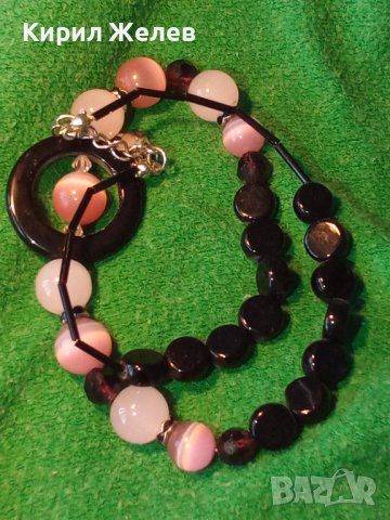 КРАСИВО ЕЛЕГАНТНО СКЪПОЦЕННО АРТ КОЛИЕ с ЮВЕЛИРНО ПОЛИРАНИ КАМЪНИ КОТЕШКО ОКО 38831, снимка 2 - Колиета, медальони, синджири - 41865511