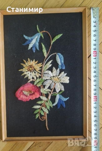 Картини с бродирани цветя -6 бр. комплект, снимка 9 - Картини - 51485449