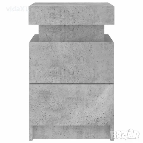 vidaXL Нощни шкафчета с LED осветление, 2 бр, бетонно сив, 35x39x55 см, снимка 8 - Шкафове - 56148125