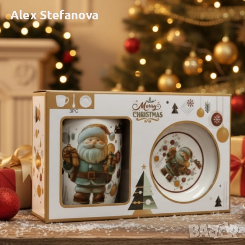 Коледна керамична чаша с капак и лъжица – уют за всяка сутри