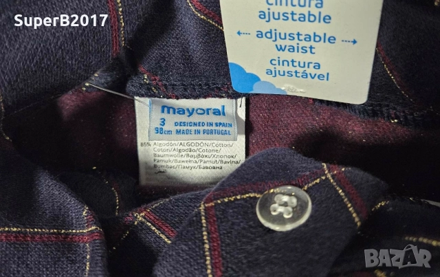 Продавам - стилен кариран гащеризон за момиче на Mayoral 98 см и 122 см, снимка 3 - Детски панталони и дънки - 52044766