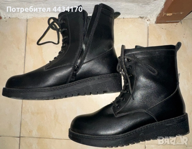 Спешно! Черни кубинки Mat Star с платформа – връзки и страничен цип, размер 41, снимка 3 - Дамски боти - 53310060