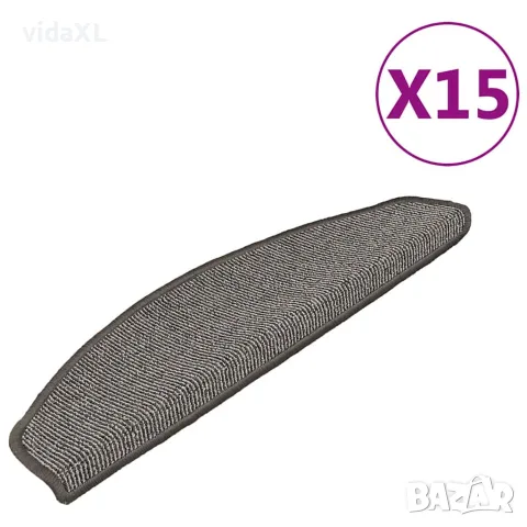 vidaXL Изтривалки за стълби, 15 бр., 65x21x4 см, сиви, полукръгли, големи