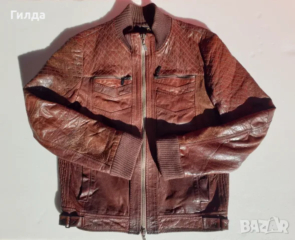 кожено бомбър яке топло размер XL 50 52 Roberto Cavalli налично, снимка 5 - Якета - 55988953