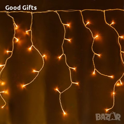 Коледни лампички Завеса, 500 LED, Наситено Топло бяло, Прозрачен кабел