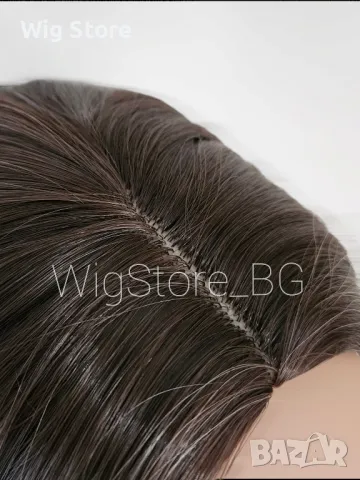 Кестенява перука на кичури без бретон, снимка 3 - Аксесоари за коса - 47740617