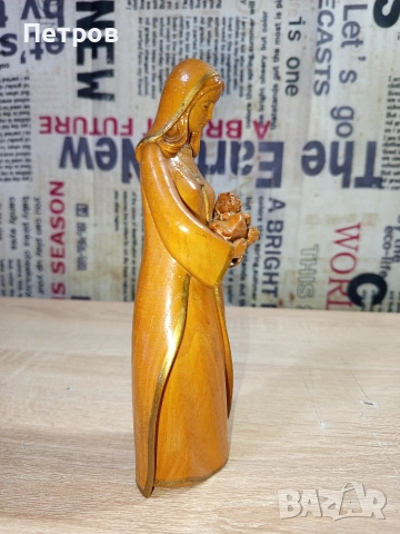 Ръчно резбована дървена фигура"Мадона с младенеца", снимка 2 - Антикварни и старинни предмети - 52817500