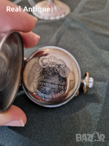 Рядък антикварен колекционерски швейцарски джобен часовник Ibaria , снимка 5 - Антикварни и старинни предмети - 50684980