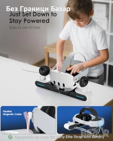 Нова Зарядна Станция за Quest 3 – Магнитно Зареждане + Батерии за игри, снимка 5 - Аксесоари - 49693286