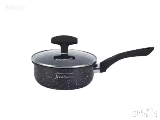 Касерола с капак Goldmann GM 1303-16, 16 см., Алуминий, Мрам. покр., Черен, снимка 2 - Съдове за готвене - 52752091