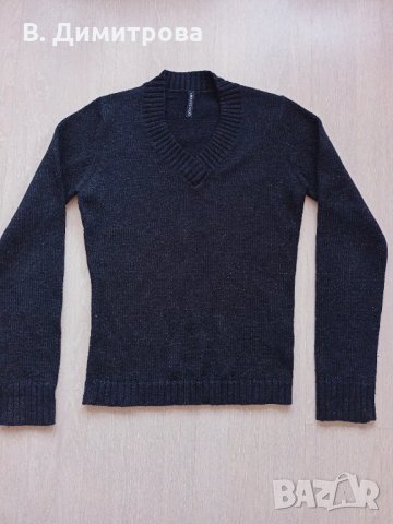 Черен пуловер TerraNova с блестящи нишки,M размер , снимка 3 - Блузи с дълъг ръкав и пуловери - 35744230