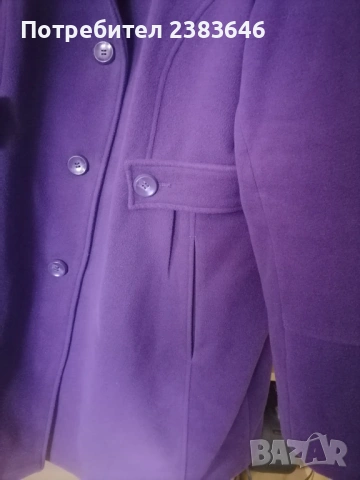 Дамско вталено лилаво палто средна дължина, снимка 3 - Якета - 53406519