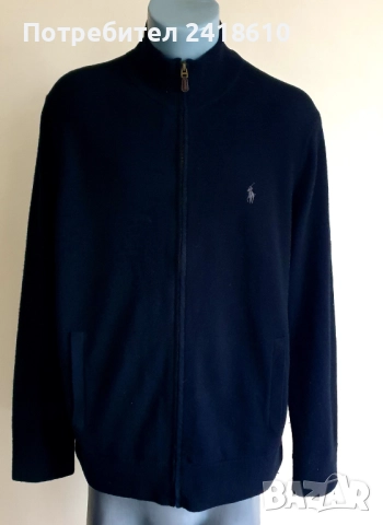 POLO Ralph Lauren Cardigan Merino Knitted Full Zip Mens Size L  ОРИГИНАЛ! Мъжка Вълнена Жилетка с ця, снимка 10 - Пуловери - 52584211