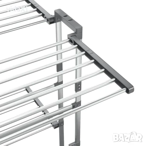 vidaXL Двуетажен сушилник за дрехи с колелца, сребрист, 60x70x106 см, снимка 7 - Сушилници - 56147145