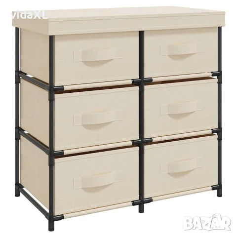 vidaXL Шкаф за съхранение с 6 чекмеджета, 55x29x55 см, кремав, стомана