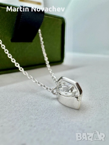 Сребърно колие с мойсанит (Диамант) 1 карат, снимка 7 - Колиета, медальони, синджири - 53611732