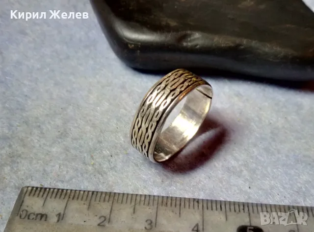 СТИЛНО РЕТРО ОРНАМЕНТИРАН АНГЛИЙСКИ СРЕБЪРЕН ПРЪСТЕН ХАЛКА СРЕБРО 925 МАЙСТОРСКА АРТ ИЗРАБОТКА 50071, снимка 2 - Пръстени - 48901846