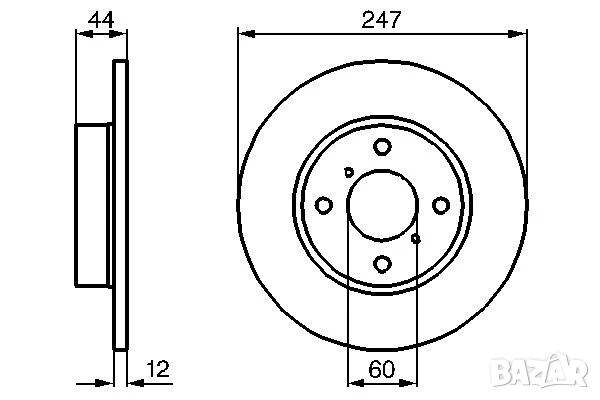 Диск спирачен преден дeсен/ляв за OPEL AGILA;SUZUKI WAGON R+ 1.0-1.3D 05.00г.- №O1461P, снимка 3 - Части - 50721543