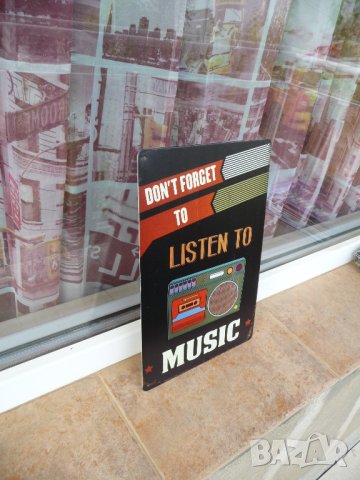 Не забравяйте да слушате музика касетофон касетка метална табела, снимка 2 - Декорация за дома - 41669692