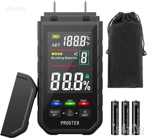Proster Детектор за влага с LCD екран с измерване на температурата