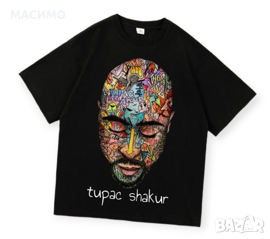 мъжка овърсайз тениска 2pac shakur hip hop, снимка 1 - Тениски - 44930465