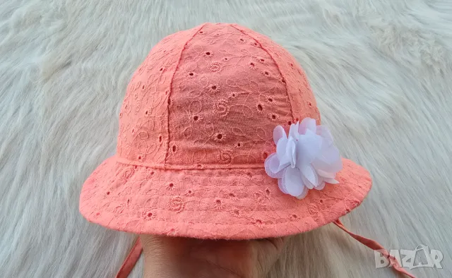 Бебешка шапка с връзки 0-3 месеца ръст 62см. , снимка 10 - Бебешки шапки - 50346016