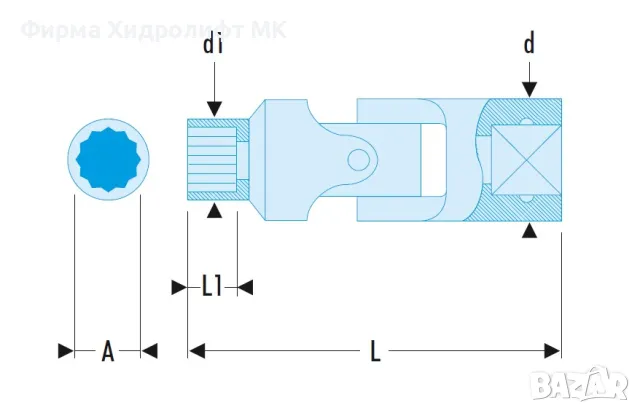 FACOM J.9/16F Вложка инчова 9/16" на 3/8" , снимка 2 - Гедорета - 32578994