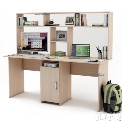 Бюро 175см. с надстройка за двама с плавна врата(код-1156), снимка 4 - Бюра - 40954829