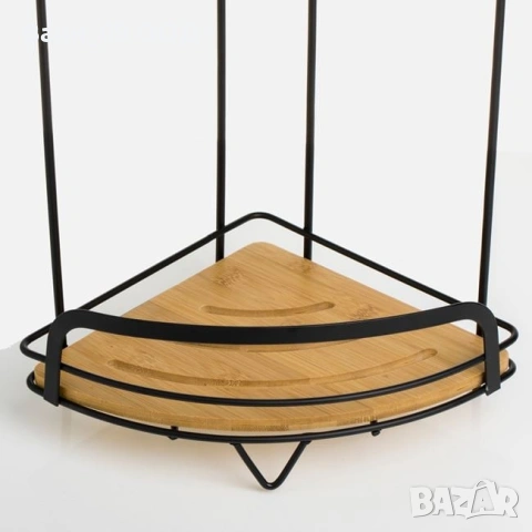 63см! Ъглова етажерка за баня от бамбук и метал, снимка 4 - Етажерки - 53272327