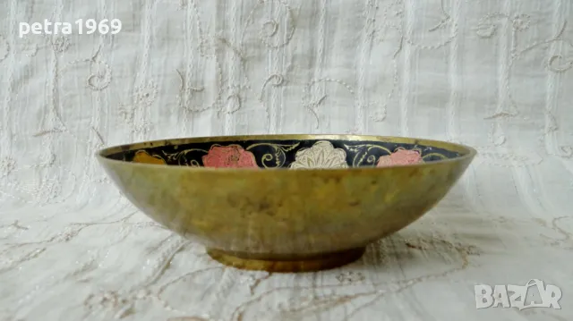 Бронзова купа с емайл, снимка 4 - Антикварни и старинни предмети - 49589652