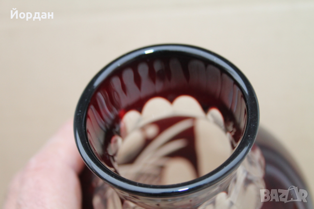 Чешка ваза  кристал Бохемия, снимка 7 - Антикварни и старинни предмети - 44558588