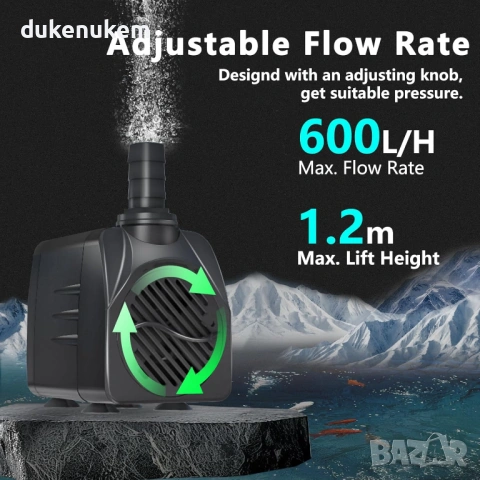 Потопяема водна помпа 10W – 600 L/ч, тиха работа, снимка 3 - Друга електроника - 53243790