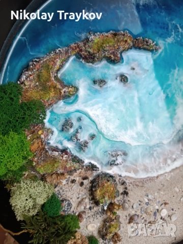 Ръчно изработено пано с естествени материали, скандинавски мъх и епоксидна смола, снимка 3 - Декорация за дома - 52956363