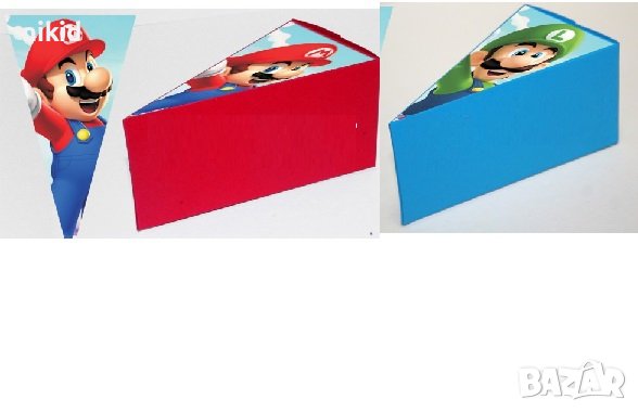 Супер Марио и Луиджи Mario Кутии кутийки за картонена торта кутия парче за подарък рожден, снимка 2 - Други - 42469746