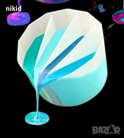 Каничка кана чаша палитра за смесване смес 3 4 цвята боя акрис смола силиконов молд, снимка 5 - Форми - 47933055