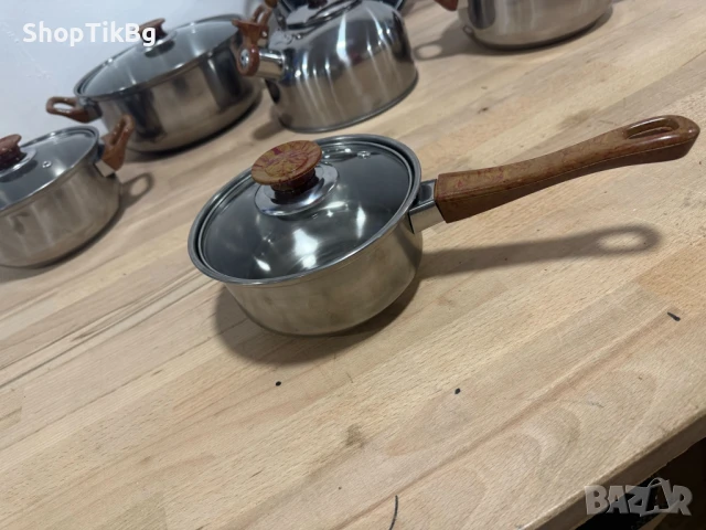 Комплект тенджери + подарък кухненски прибори розов, черен или зелен цвят DJ37+TV1316, снимка 6 - Прибори за хранене, готвене и сервиране - 51131198