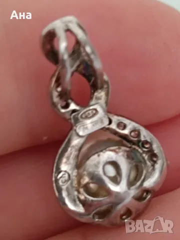 Сребърна висулка с естествена перла , снимка 2 - Колиета, медальони, синджири - 50347593