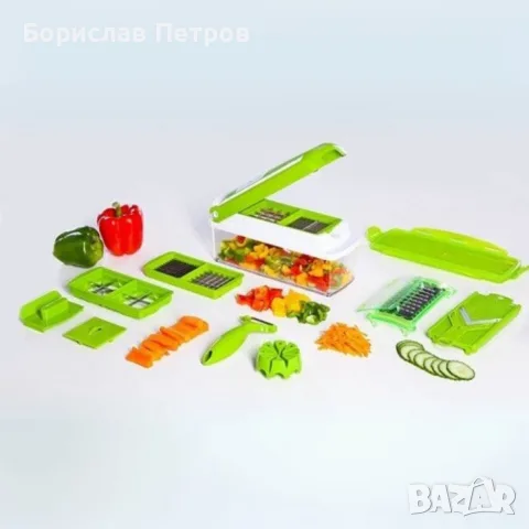 Кухненско Ренде за зеле, моркови с контейнер - N i c e r Dicer Plus от 13 части, снимка 2 - Аксесоари за кухня - 55766963