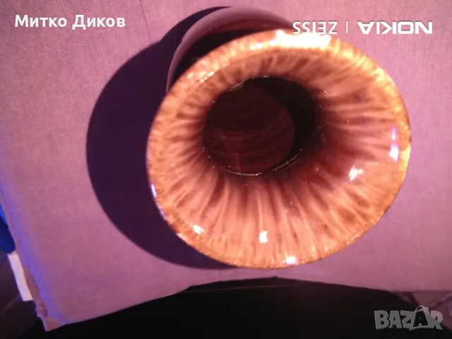 Керамична ваза отлична кафява с бяло Н-203мм фи долу-60мм и горе 76мм, снимка 3 - Вази - 47946278